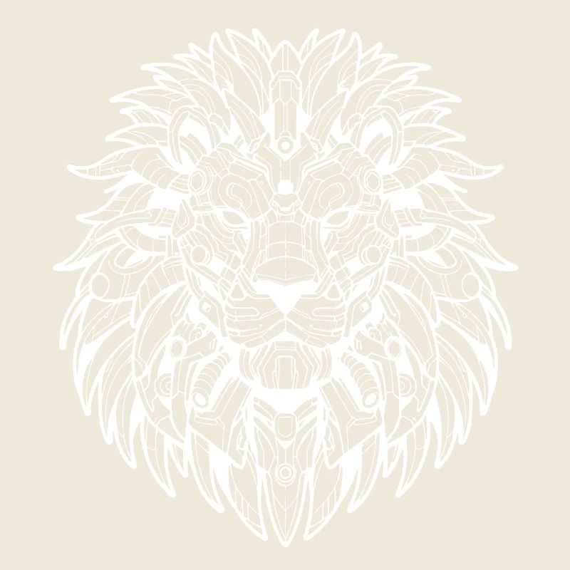 Lion biomécanique - Design blanc