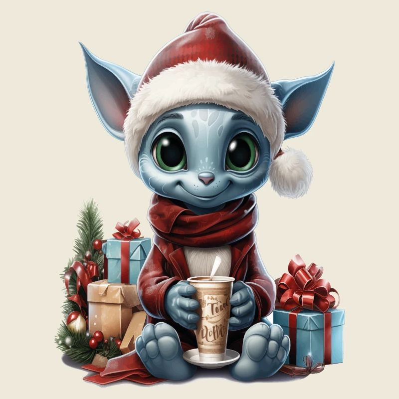 Gnomie le nain de Noël bleu.