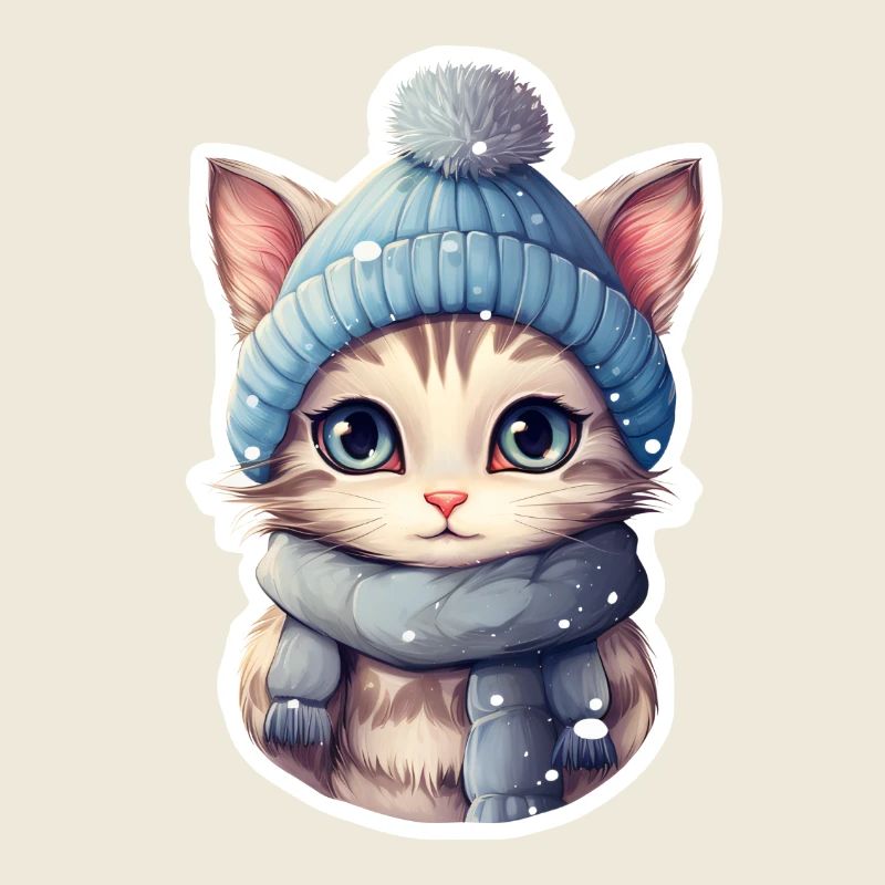 Chat avec chapeau et écharpe