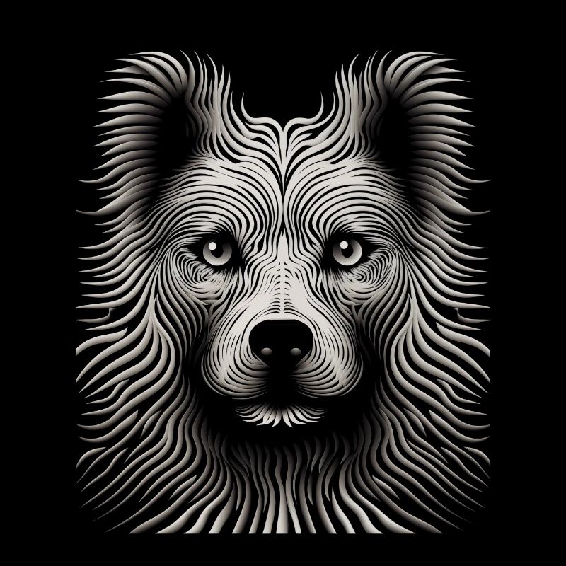 Chef-d’œuvre dynamique de toile de chien Op Art