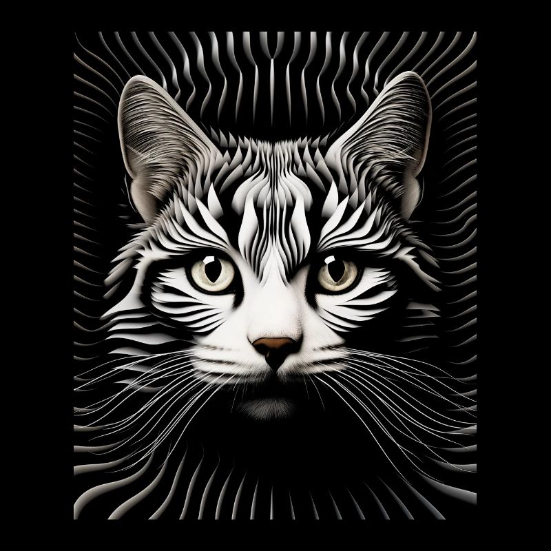 Abstrakte Op-Art-Katzenleinwand - Modern Feline Eleganc