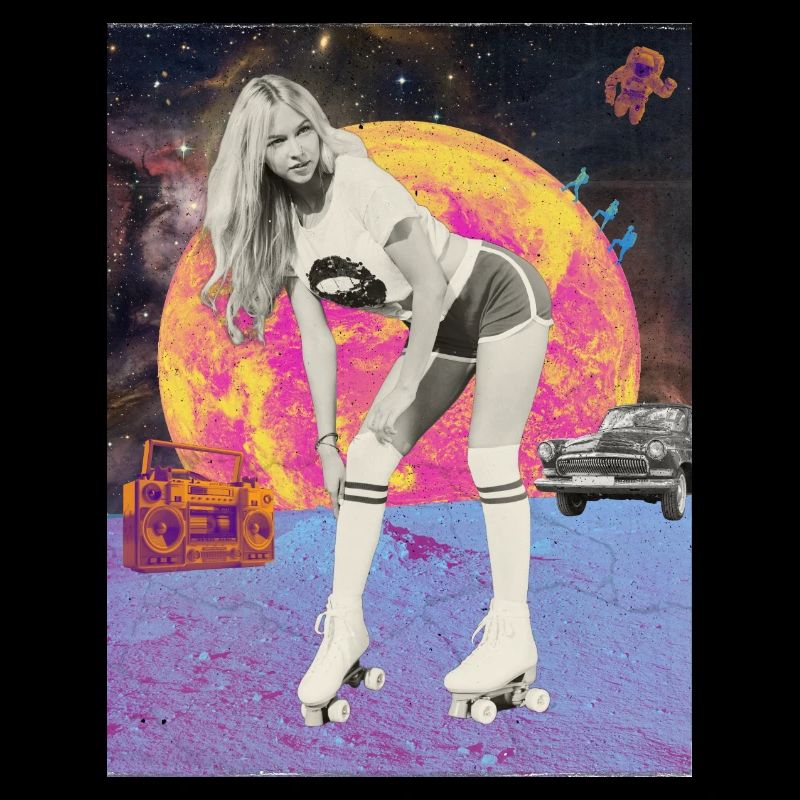 Moon Roller Retro Poster