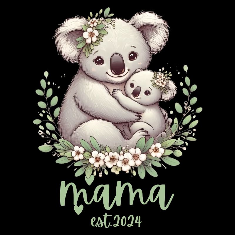 Mama Est. 2024 Koala câlin Couronne florale nouvelle maman