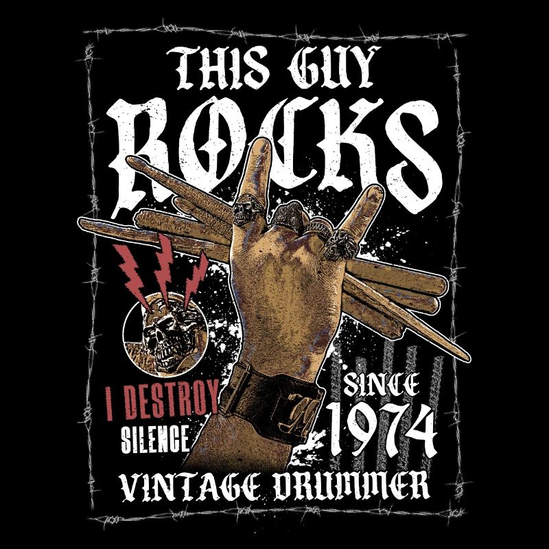 1974 Vintage Drum Drummer Birthday