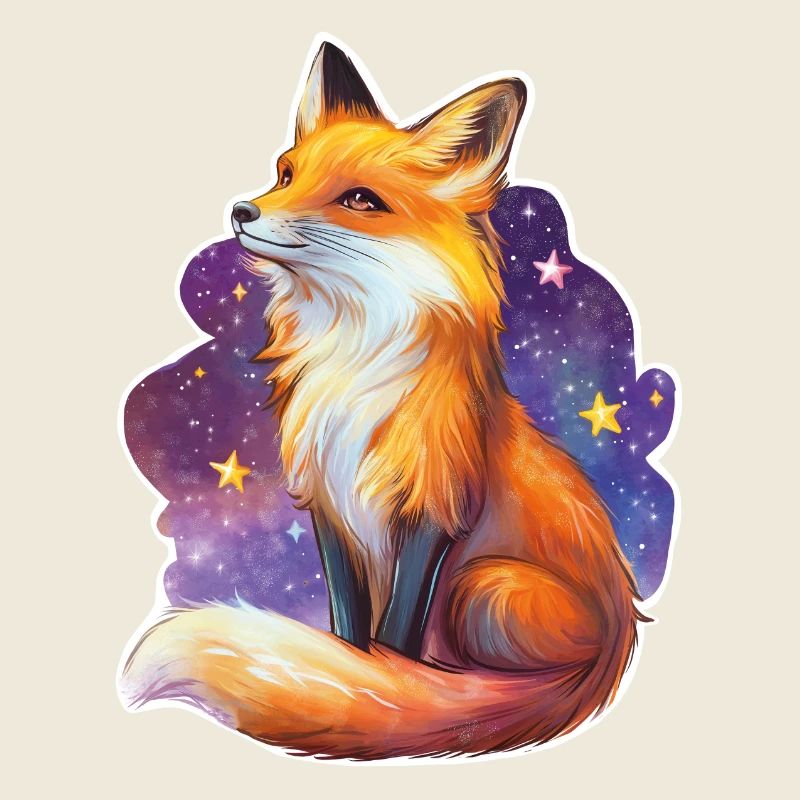 Fox and starry sky