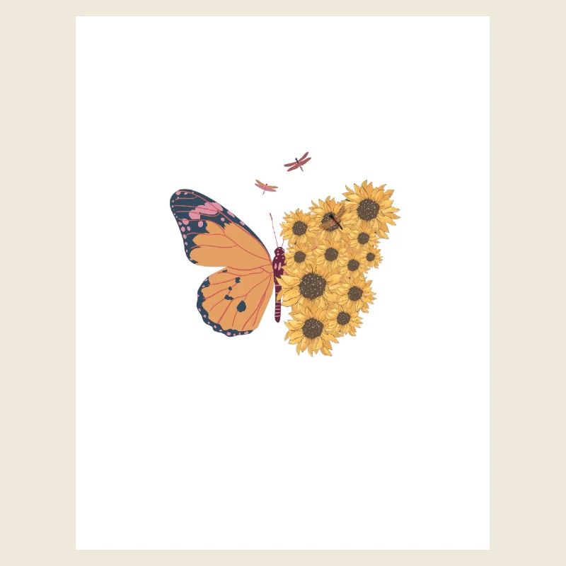 Papillon et tournesols