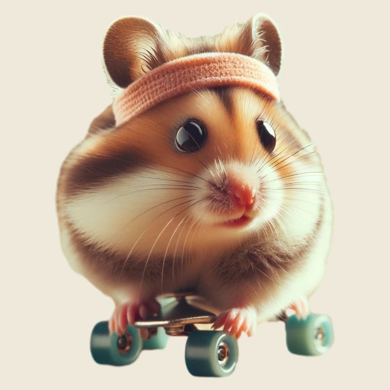 Athlète Skateboard Hamster