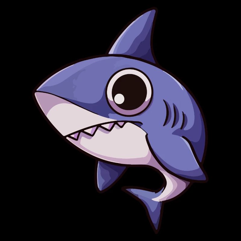 Requin de dessin animé kawaii avec de grands yeux - Art marin mignon