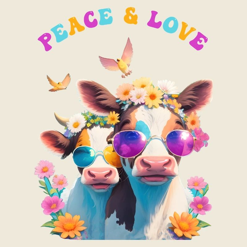 Frieden & Liebe Kühe Hippie Humor Bauer Cool
