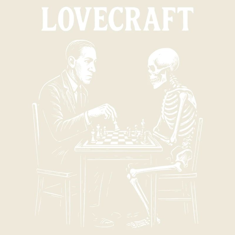 HP Lovecraft Chess Duel with skeleton