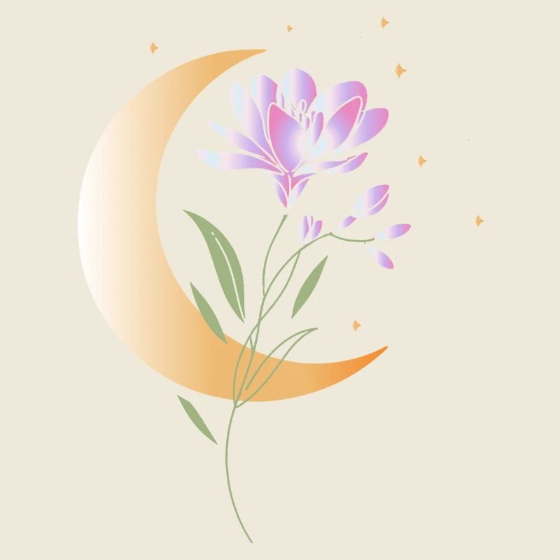 Freesie mit Halbmond und Sternen Illustration 