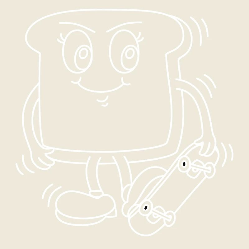 Toast mit Skateboard