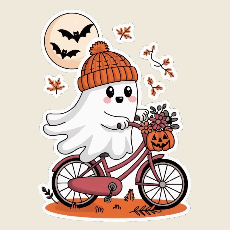 Mignon fantôme balade à vélo à Halloween