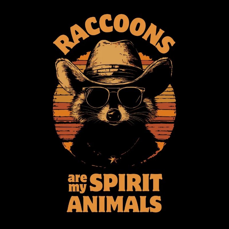 Waschbär mit Sonnenbrille und Cowboy Hut