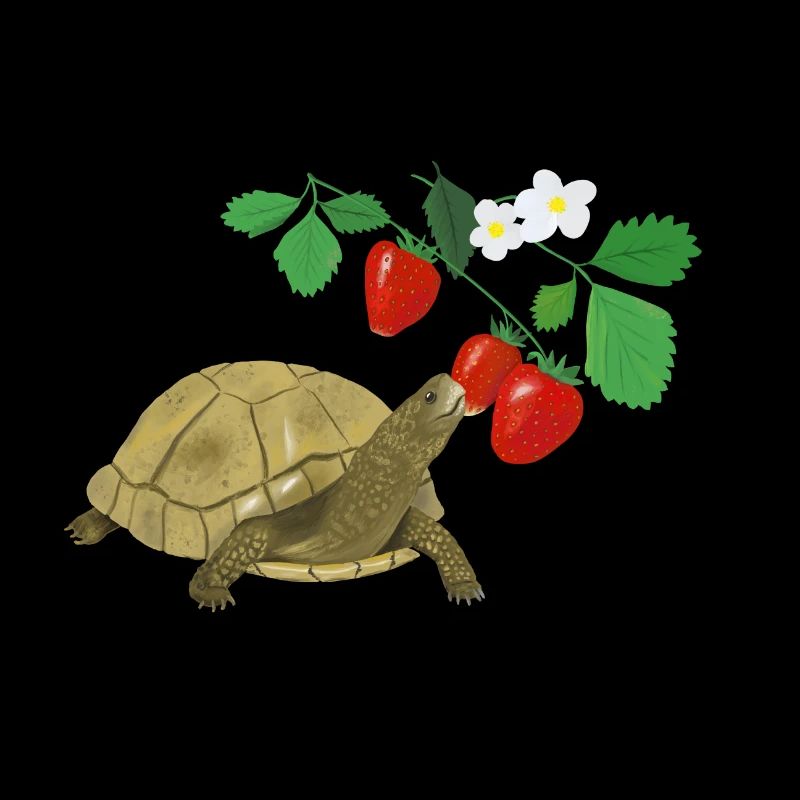 Schildkröte im Erdbeerfeld