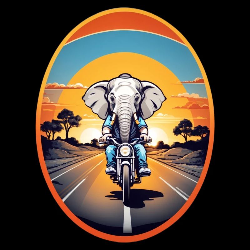 Elefant auf Motorrad