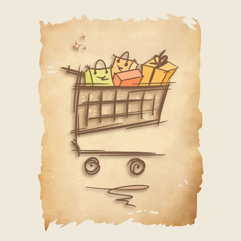 Einkaufswagen mit Geschenken Einkaufstüten