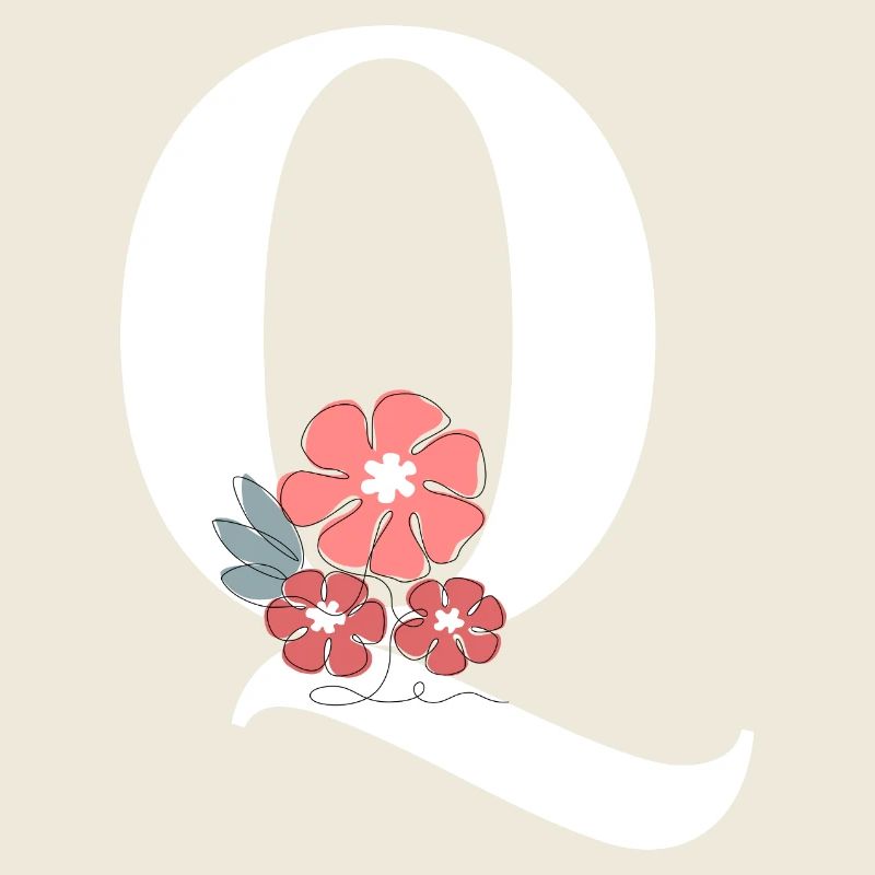 Buchstabe q Minimalistische Blumen