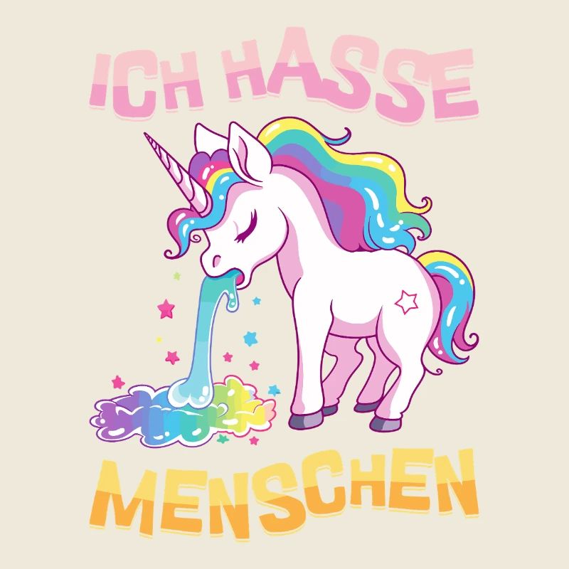 Je déteste les gens Licorne Vomir Arc-en-ciel Drôle