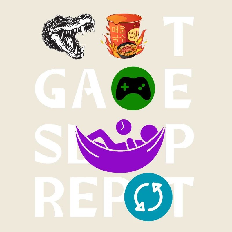 Eat Sleep Game Repeat Icon Collage