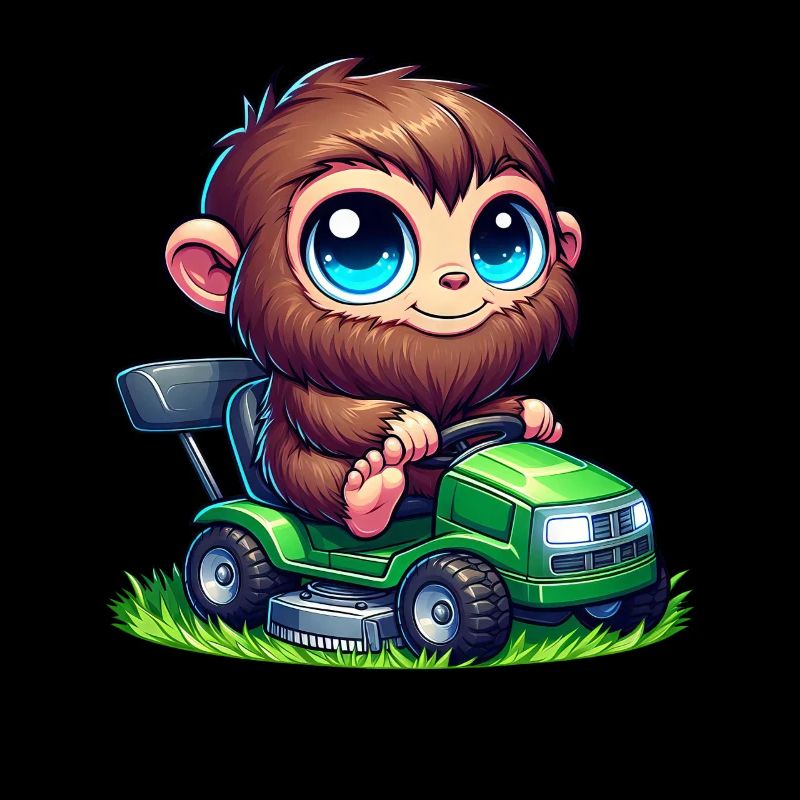 Mignon Bigfoot Sasquatch Tondeuse à gazon Horticulture Chibi