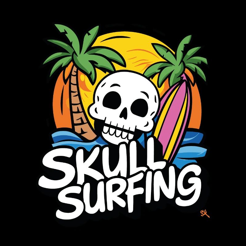 Skull Surfing - Totenkopf mit Surfbrett