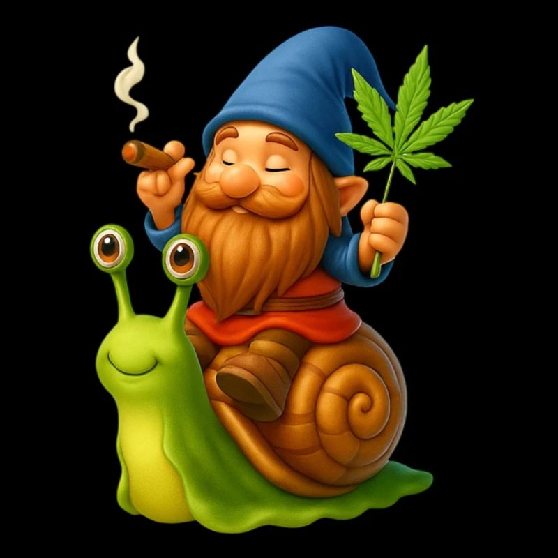 Cooler Zwerg kiffend auf Schnecke - Cannabis -Weed
