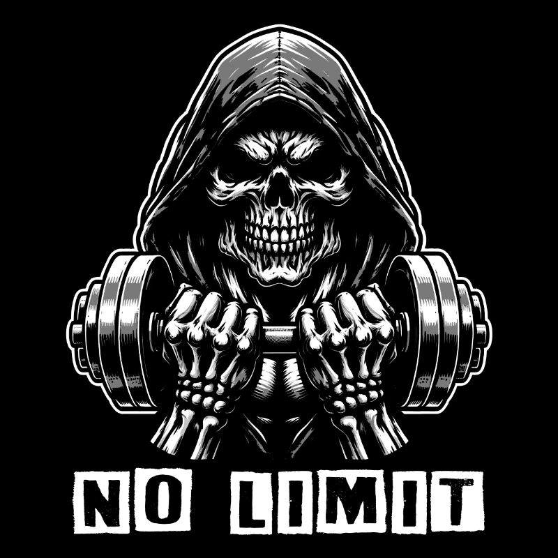 No Limit Workout Bodybuilding Skull mit Hantel