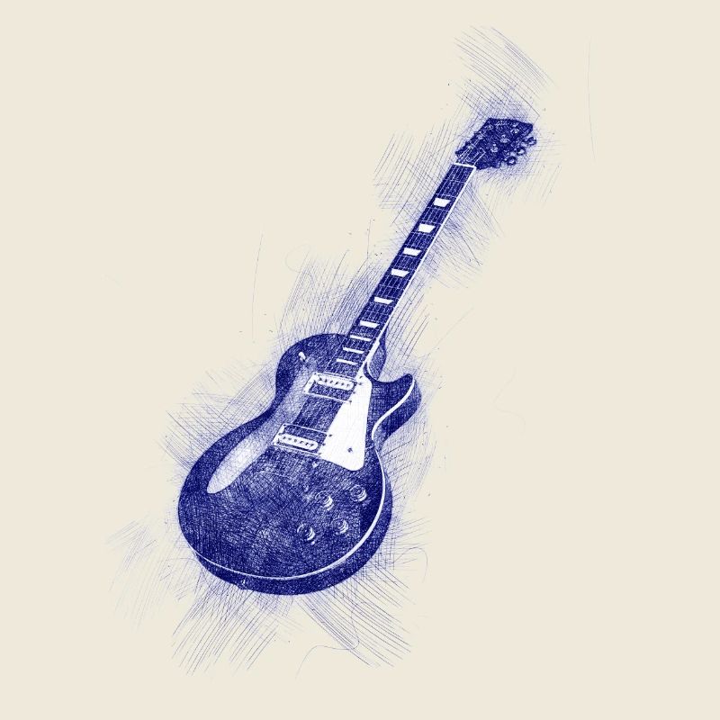 Guitare rock avec style aquarelle
