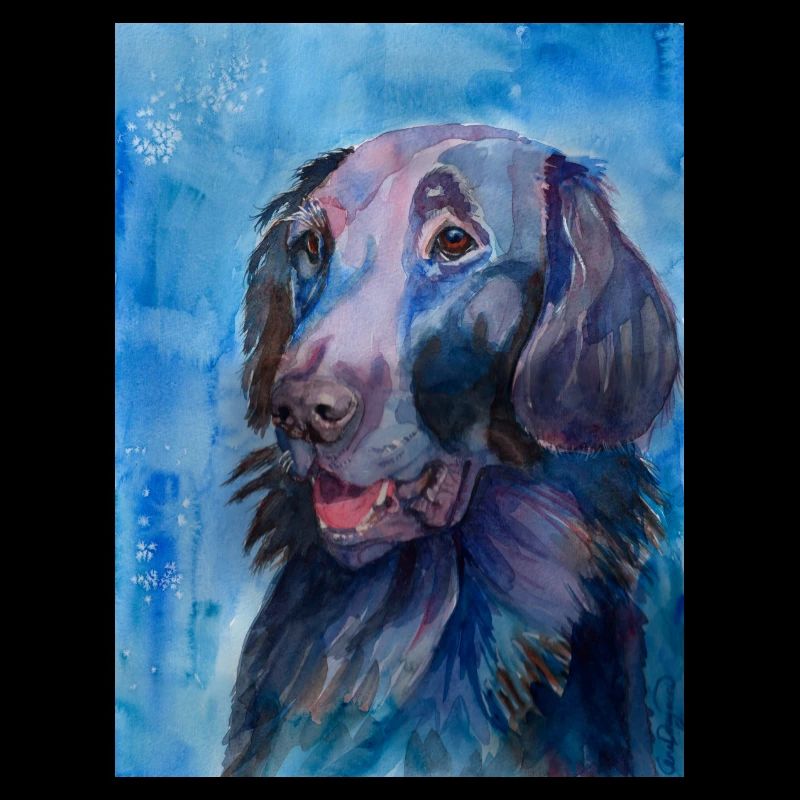 flatcoated retriever - aquarelle