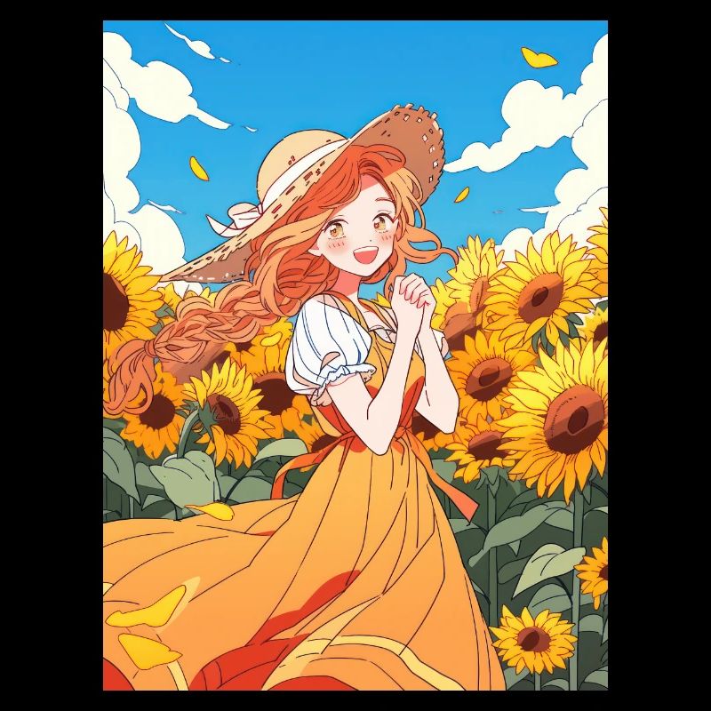 anime mädchen sonnenblumen