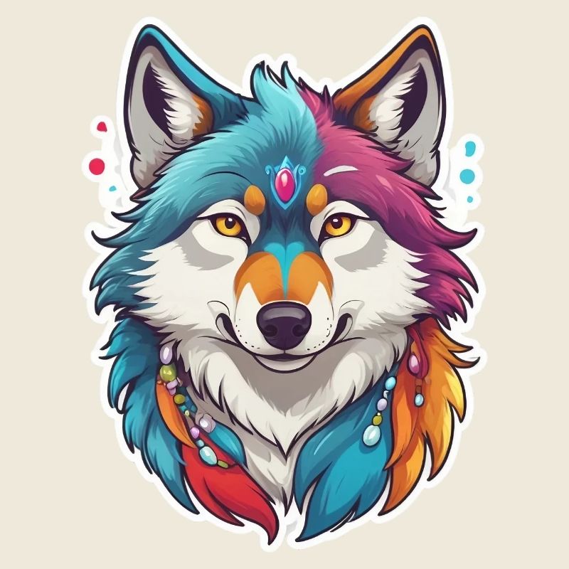 Wolf mit bunten Farben