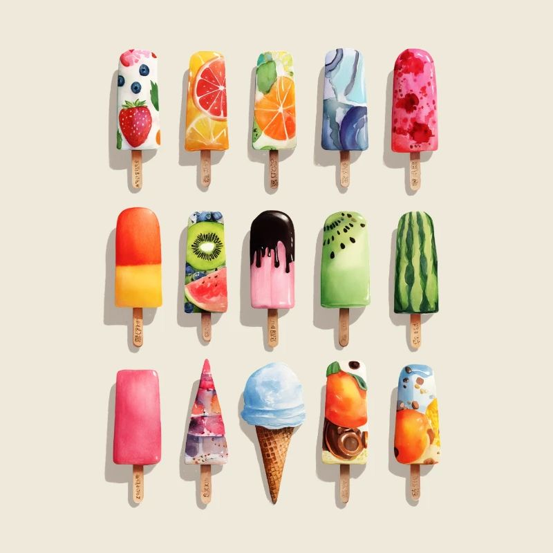 Saveurs de crème glacée colorées