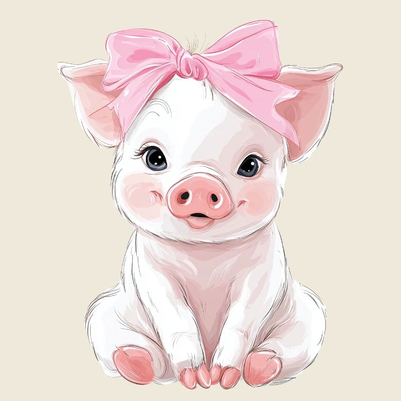 Mignon bébé cochon noeud
