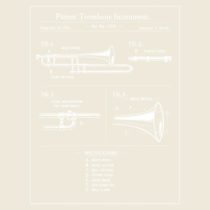Vintage Patent Posaunen-Bauplan