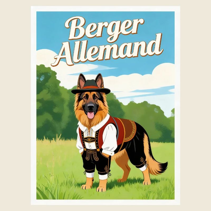 German Shepherd in Bavarian costume