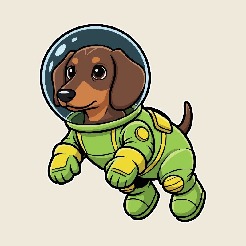 Chien Teckel Astronaute Espace Vert