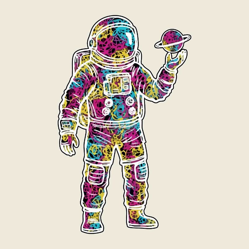 Astronaute Espace Scribble Planète Gribouillis