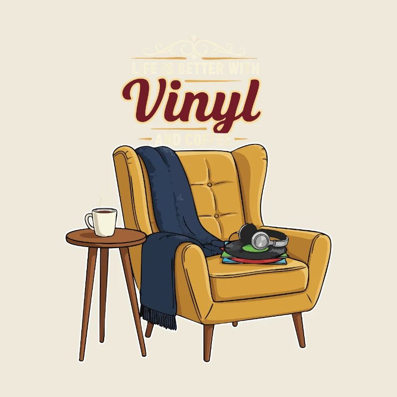 Vinyl Kaffee Musik Zitat Besser mit Vinyl