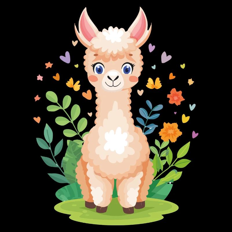 Alpaca in the spring garden