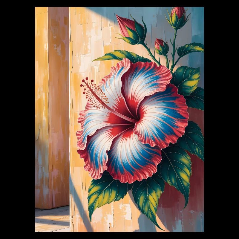 Hibiscus Gradient Bloom Wall – Haitianischer Flaggentag