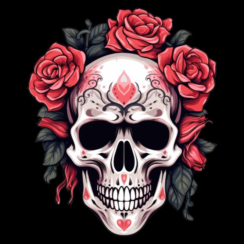Gothic Skull and Roses Art