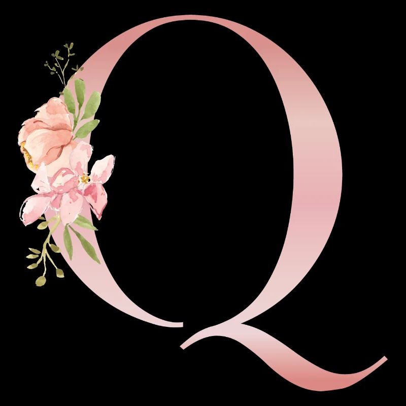 Pastel Q Floral Monogramm
