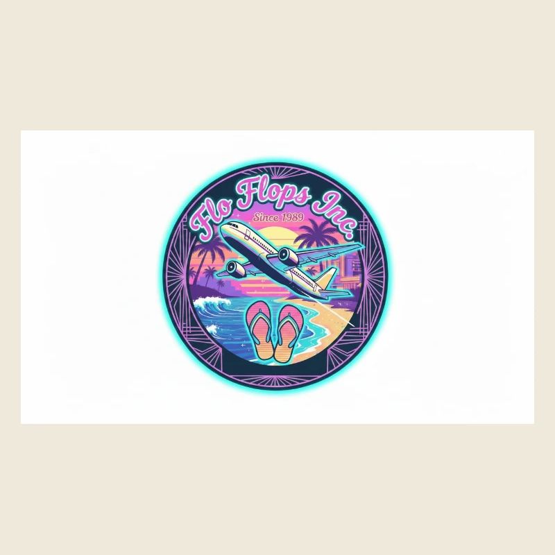 Retro Neon Wings and Beach