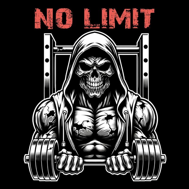 Crâne de musculation No Limit Workout avec haltère