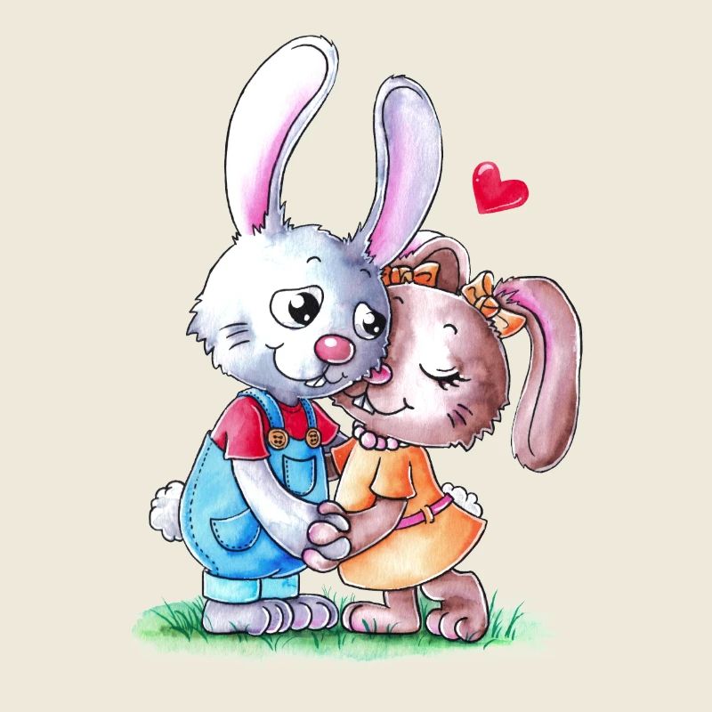 Süßes Comic Osterhasen Paar