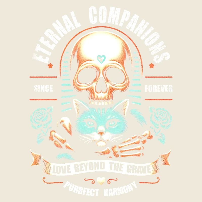 Compagnons éternels Crâne et chaton