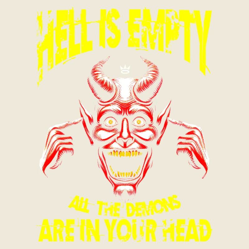 Vintage Irony Demon Head & Bold Quote Meme