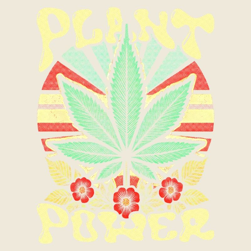 Rétro Feuille de Cannabis Design Plante Puissance Déclaration