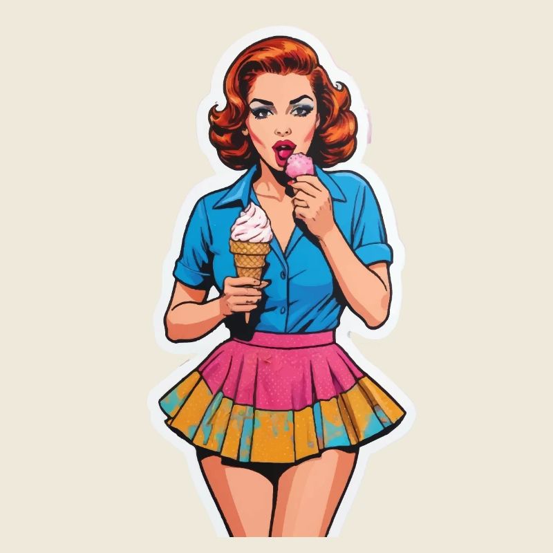 Retro Mädchen Eis essen